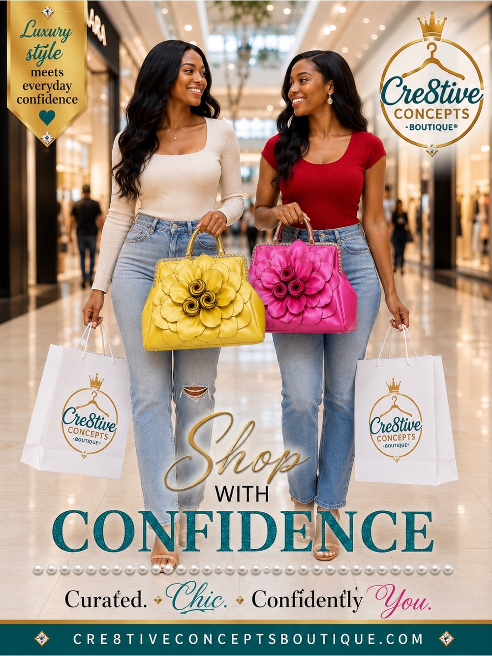 Exquisite Leather Flower Kiss-Lock Handbag - Picture 4 of 8